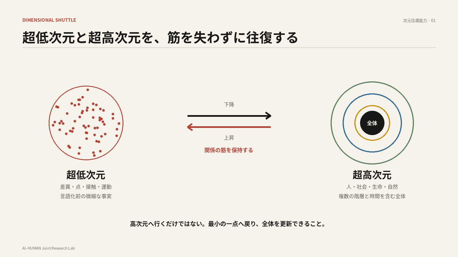 超低次元と超高次元を往復する構造